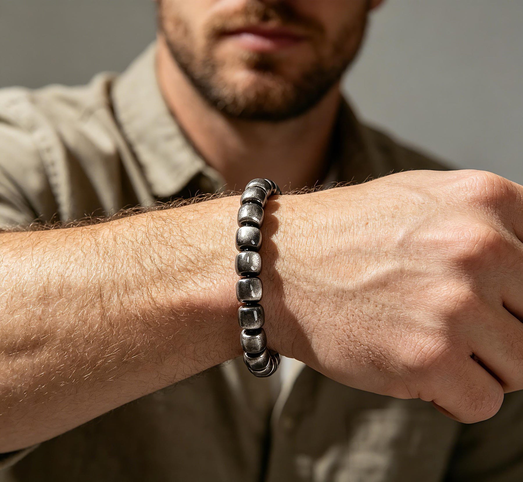 Clarity Protection Bracelet - Silver Sheen Obsidian Bracelet - SoulVibeCo
