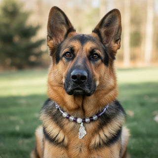 Moonlight Guardian Pet Crystal Collar - Amethyst Pet Collar - SoulVibeCo
