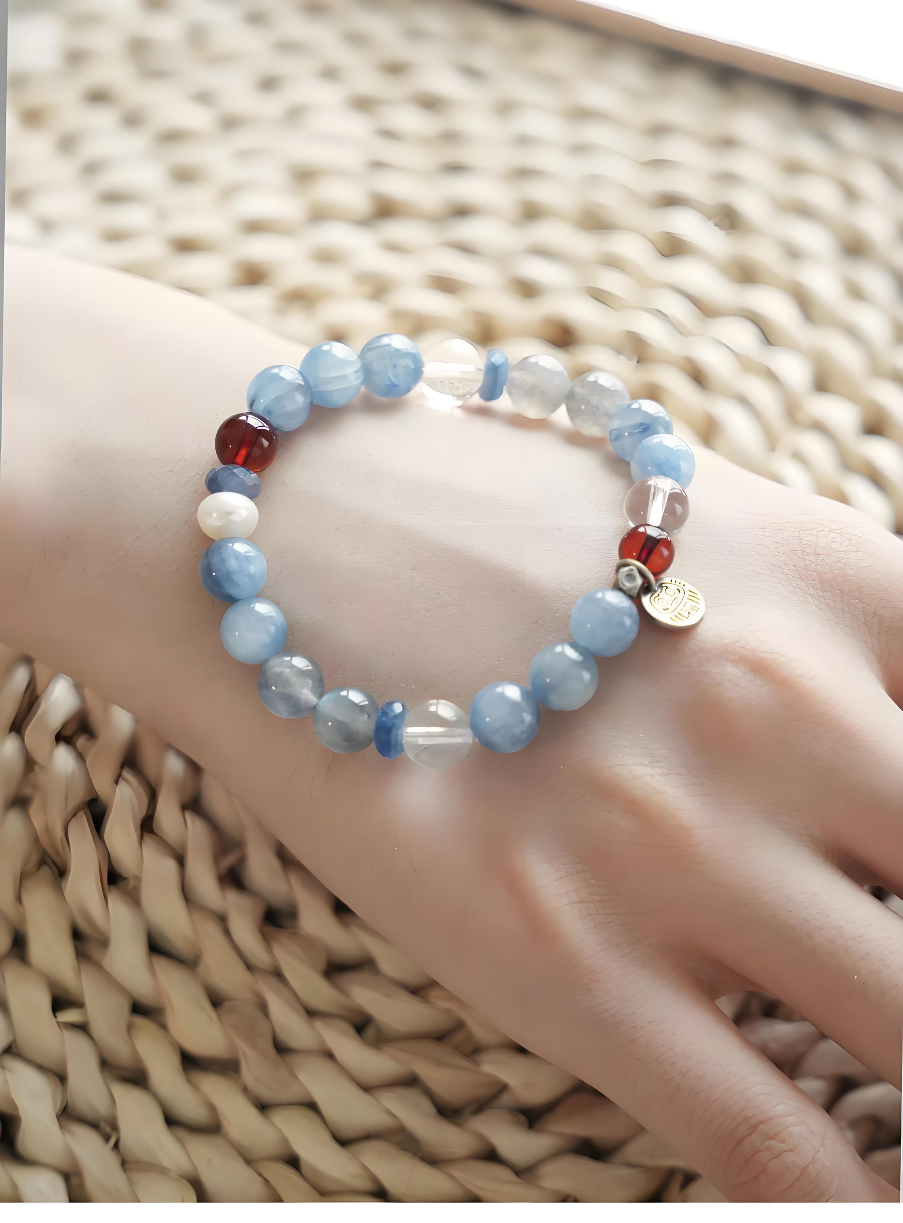 Sky Harmony Energy Bracelet - Clarity & Protection Crystal Bracelet - SoulVibeCo
