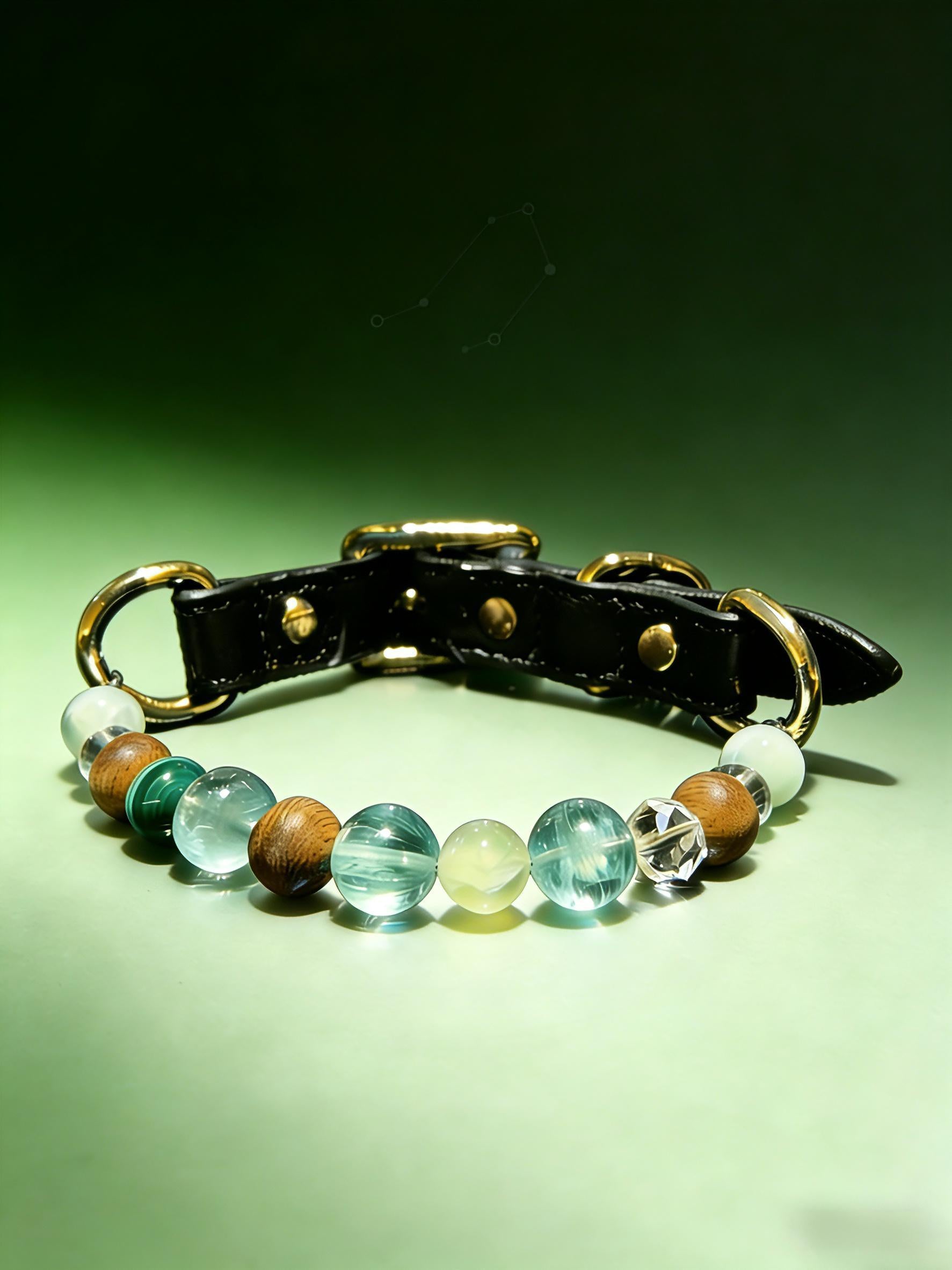Vital Guardian Crystal Leather Dog Collar - Energy Crystal Pet Collar - SoulVibeCo
