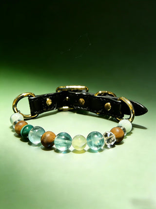 Vital Guardian Crystal Leather Dog Collar - Energy Crystal Pet Collar - SoulVibeCo
